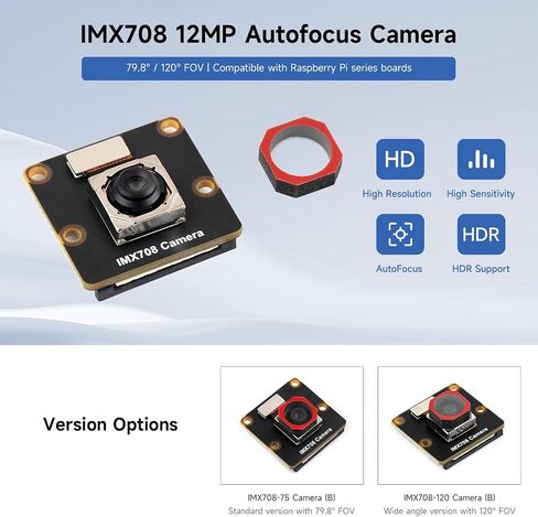 KLAYERS 12MP Autofocus Camera IMX708 79.8° FOV for Pi in Kuwait