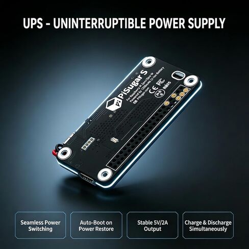 PiSugar S Portable1200mAh UPS Battery for Raspberry Pi Zero W/WH/2W – Pwnagotchi Power Module with Auto Boot, Handheld Uninterruptible Power Supply (Pi Not Included) in Kuwait
