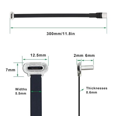 Right Angle USB C Flat Cable Right Angle USB C Male to Male PD 65W Fast Charge Data Cord for Power Banks Phone Tablet(300mm/11.8in) in Kuwait