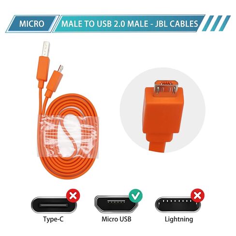 JAINTA USB Fast Power Charging Charger Cable Cord Compatible with for JBL Wireless Bluetooth Speaker Earphone Headphone - 3.3FT & Orange in Saudi Arabia