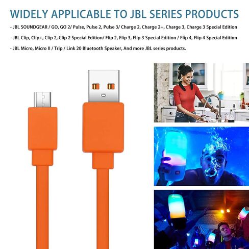 JAINTA USB Fast Power Charging Charger Cable Cord Compatible with for JBL Wireless Bluetooth Speaker Earphone Headphone - 3.3FT & Orange in Saudi Arabia