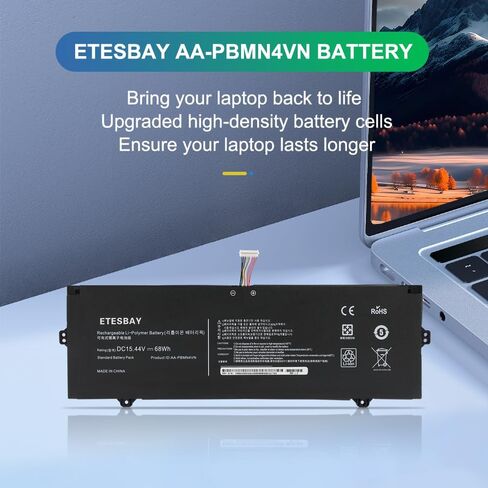 استبدال بطارية الكمبيوتر المحمول AA-PBMN4VN لجهاز Samsung Galaxy Book Pro 360 15 15.6 بوصة NP950XDB NP950XDB-KB1US NP950XDB-KA1US NP950XDB-KC5US NP950XDB-KC3US NP950QDB NP950QDB-KB1US 15.44 فولت 68 واط/4405 مللي أمبير in Kuwait