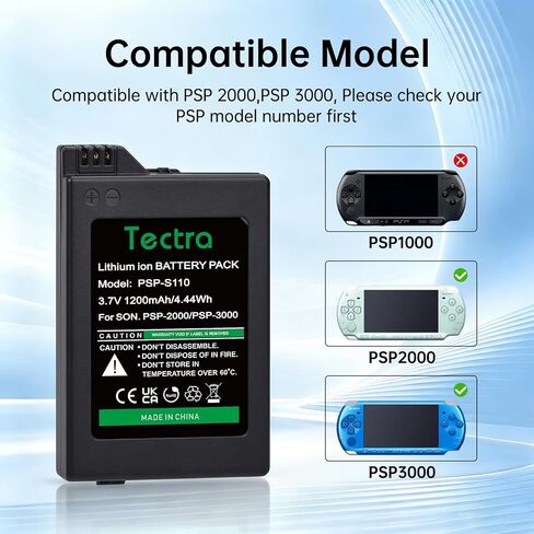 Tectra 1200mAh PSP 3000 Battery for Sony PSP-3000 PSP 2000 PSP-S110 Console in Kuwait