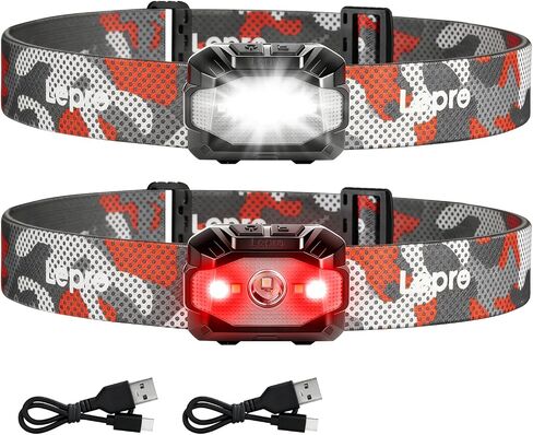 Lepro Dual Power Headlamp USB-C Rechargeable & AAA Battery 300 Lumens 2Pack in Kuwait