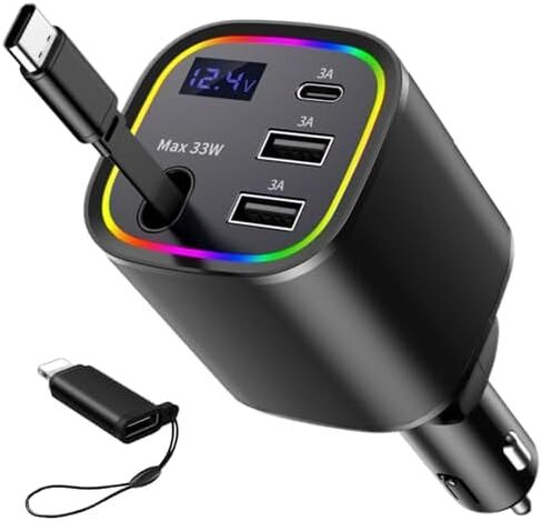 Retractable Car Charger USB C 78W & 85.5W 4 in 1 Fast Car Charger in Saudi Arabia