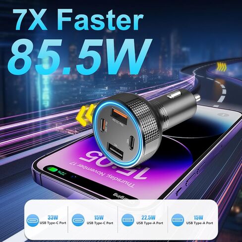 Retractable Car Charger USB C 78W & 85.5W 4 in 1 Fast Car Charger in Saudi Arabia