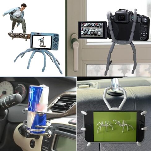 Universal Multi-Function Portable Spider Flexible Grip Holder for iPhone Samsung Google Pixel Holder for Cell Phone Smartphones Tablets in Car Bicycle Desk Plane Random Color in Saudi Arabia