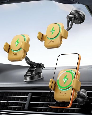 INIU 3-in-1 Magnetic Wireless Car Charger- Extra Clamp for Bumpy Road, Cooling Fan to Extend Battery Life, Original Qi2 Certified 15W Fast Charging for iPhone 12-17 Series Magsafe Car Charger Holder in Saudi Arabia