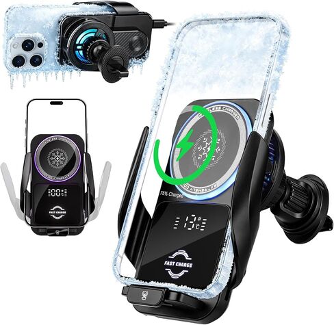 Cooling Car Phone Holder, 15W Wireless Car Charger Mount, Smart Sensing in Saudi Arabia