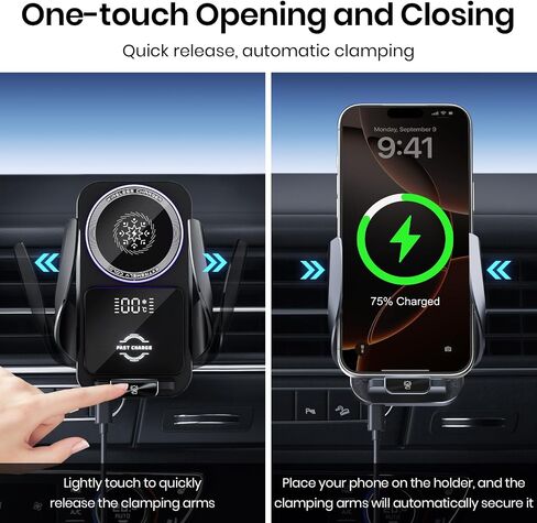 Cooling Car Phone Holder, 15W Wireless Car Charger Mount, Smart Sensing in Saudi Arabia
