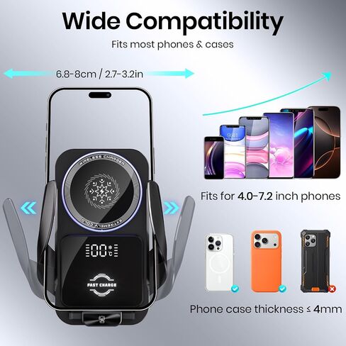 Cooling Car Phone Holder, 15W Wireless Car Charger Mount, Smart Sensing in Saudi Arabia