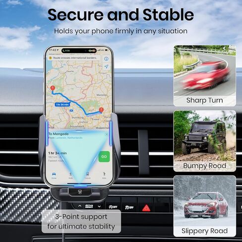Cooling Car Phone Holder, 15W Wireless Car Charger Mount, Smart Sensing in Saudi Arabia