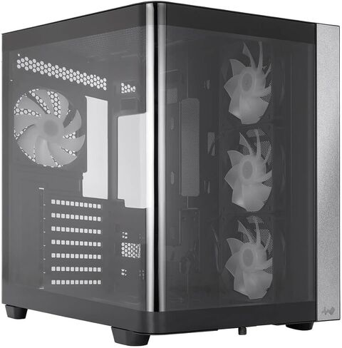 InWin W31 Mid Tower ATX Case with One-Piece Panoramic Curved Glass Design, Dual Chamber Structure, 7 PCI-E Slots, GPU Support to 410mm, 4 x VX120 Pre-Installed Support Up to 10 Fans in Saudi Arabia