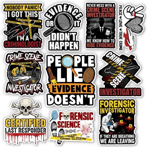 (10Pcs-3in) Crime Scene Sticker Pack, Funny Investigator Forensic Science Sticker, Forensic Scientist Gift, True Crime Decor for Laptop Tablet Water Bottle Office Helmet Vehicles in Saudi Arabia