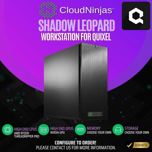 Cloud Ninjas Shadow Leopard Workstation for Quixel Ryzen Threadripper 9970X 4.0GHz 32 Core GeForce RTX 5090 32GB 128GB DDR5 ECC Reg NVMe M.2 in Saudi Arabia