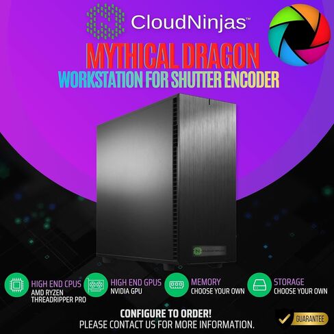 Cloud Ninjas Mythical Dragon AI Workstation Designed for Shutter Encoder Threadripper PRO 9995WX 2.5GHz 96 Core Geforce RTX 5090 32GB GPU 256GB ECC Reg DDR5 1TB 4TB M.2 NVMe 1600W PSU 360mm in Saudi Arabia