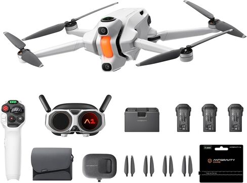 Antigravity A1 Explorer Bundle (3 Batteries) - 8K 360 Drone for Immersive Flight, Point-to-Fly Motion Control, Obstacle Avoidance, 249g & Foldable, Deep Track, Auto Return, 10km Range, Auto Edit in Saudi Arabia