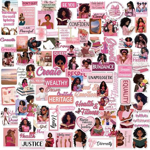 Black Girl Journal Stickers - 100 Pcs Planner Accessories Gifts in Saudi Arabia