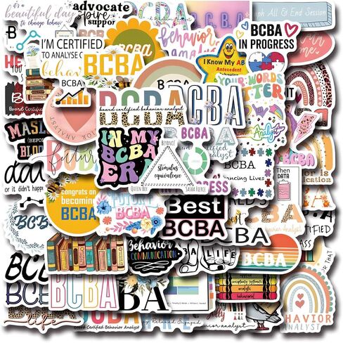 61pcs Bcba Stickers Pack, Aesthetic Cartoon Cute Vinyl Waterproof Decals for Water Bottle,Laptop,Phone,Skateboard,Scrapbooking,Bumper for Party Supply in Saudi Arabia