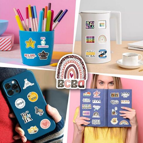 61pcs Bcba Stickers Pack, Aesthetic Cartoon Cute Vinyl Waterproof Decals for Water Bottle,Laptop,Phone,Skateboard,Scrapbooking,Bumper for Party Supply in Saudi Arabia