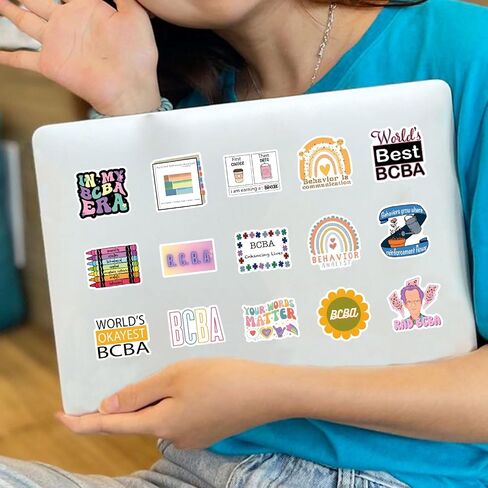 61pcs Bcba Stickers Pack, Aesthetic Cartoon Cute Vinyl Waterproof Decals for Water Bottle,Laptop,Phone,Skateboard,Scrapbooking,Bumper for Party Supply in Saudi Arabia