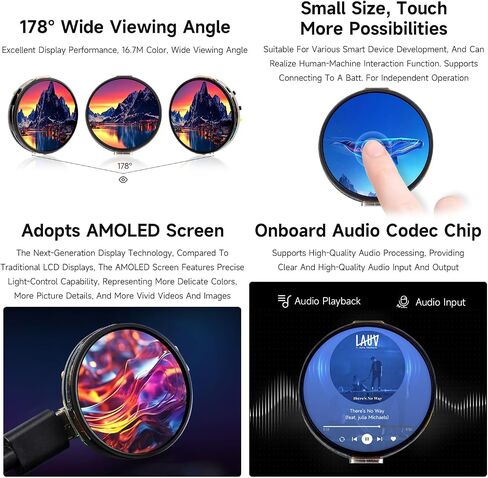 Waveshare ESP32-C6 1.32inch AMOLED Round Touch Display Development Board, 466×466 Pixels, QSPI Interface, Supports Wi-Fi 6 and BT 5 in Saudi Arabia