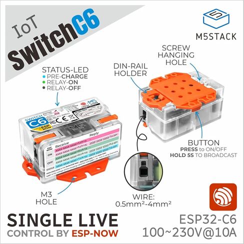 M5Stack Official Single Live Wire Wi-Fi Smart Switch (ESP32-C6) in Saudi Arabia