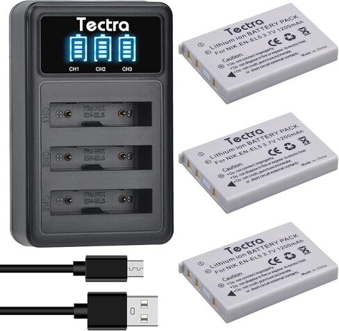 Tectra 3X EN-EL5 Battery + LED USB Charger for Nikon P530 P510 P500 P520 in Saudi Arabia