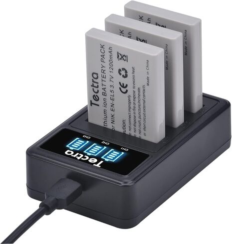 Tectra 3X EN-EL5 Battery + LED USB Charger for Nikon P530 P510 P500 P520 in Saudi Arabia