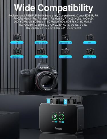 LP-E6P/LP-E6NH Battery and Fast 20W Dual Charger for Canon Cameras in Saudi Arabia