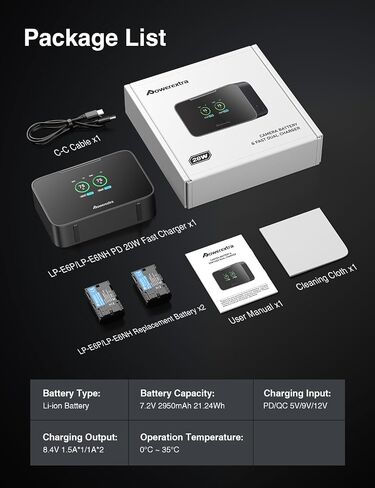 LP-E6P/LP-E6NH Battery and Fast 20W Dual Charger for Canon Cameras in Saudi Arabia