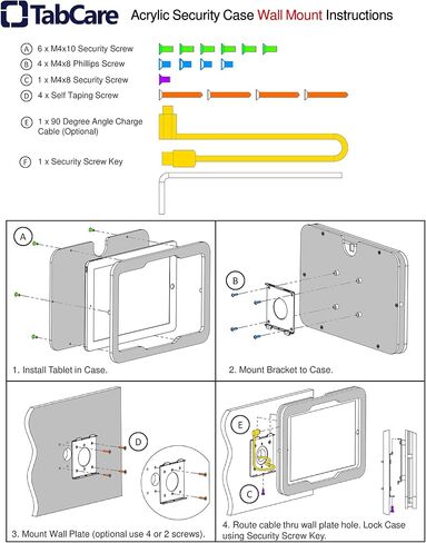TABcare Security Anti-Theft Acrylic VESA Enclosure for Amazon Fire 7" 2015/2017/2019 with Wall Mount Kit (Black) in Saudi Arabia