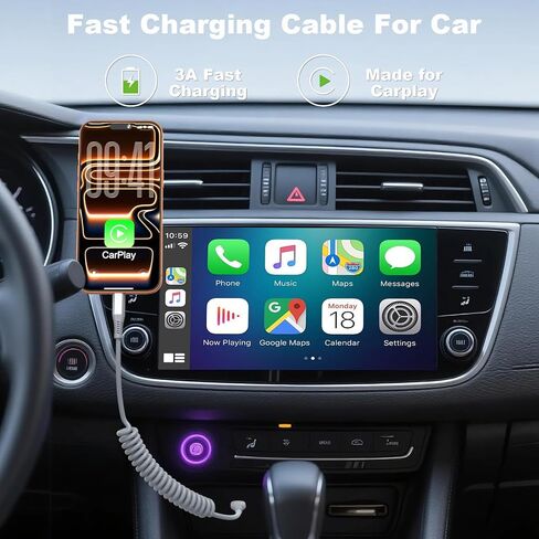 كابل USB C ملفوف، سلك شاحن سيارة USB A إلى USB C، عبوتان بطول 3 أقدام، رمادي in Kuwait