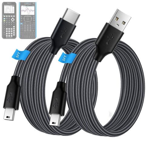[كابل شحن USB وUSB C مجدول من قطعتين لآلات حاسبة تكساس إنسترومنتس، TI-84 Plus CE، TI-84 Plus C الإصدار الفضي، TI 89 تيتانيوم، TI Nspire CX-3.3ft in Kuwait