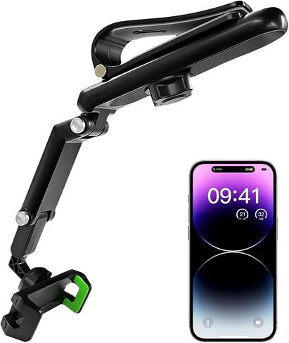 Car Sun Visor Phone Holder, 1080° Rotatable Multifunctional Rearview Mirror Phone Holder, Foldable Adjustable Sun Visor Mount Clip Compatible with Most Smartphones in Saudi Arabia