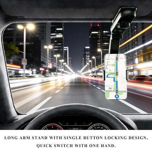 Car Sun Visor Phone Holder, 1080° Rotatable Multifunctional Rearview Mirror Phone Holder, Foldable Adjustable Sun Visor Mount Clip Compatible with Most Smartphones in Saudi Arabia