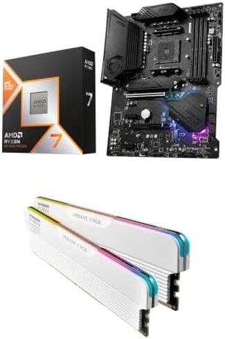 Micro Center CPU Motherboard Memory Combo: AMD Ryzen 7 9800X3D CPU Processor + ASUS TUF Gaming B850-E Motherboard + KLEVV Urbane V RGB DDR5 32GB 6000MHz CL30 Ram Memory White in Saudi Arabia