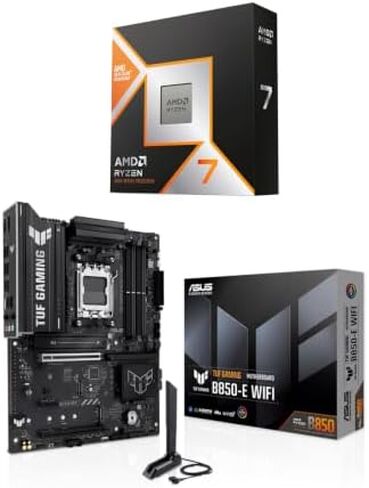 Micro Center CPU Motherboard Memory Combo: AMD Ryzen 7 9800X3D CPU Processor + ASUS TUF Gaming B850-E Motherboard + KLEVV Urbane V RGB DDR5 32GB 6000MHz CL30 Ram Memory White in Saudi Arabia