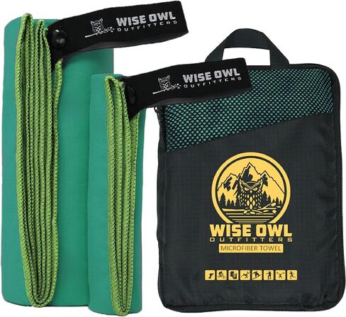 Wise Owl Outfitters Microfiber Camping Towel - Quick Dry Towel for Travel, Backpacking, Hiking, Beach, Gym & Yoga - Compact, Fast Drying & Lightweight in Saudi Arabia