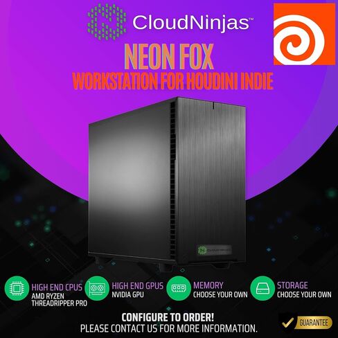 Cloud Ninjas Neon Fox AI Workstation Designed for Houdini Indie Core Ultra 9 285K 3.7GHz 24 Core Geforce RTX 5090 32GB GPU 128GB ECC Reg DDR5 4TB M.2 NVMe 1600W PSU 360mm CPU Cooler in Saudi Arabia