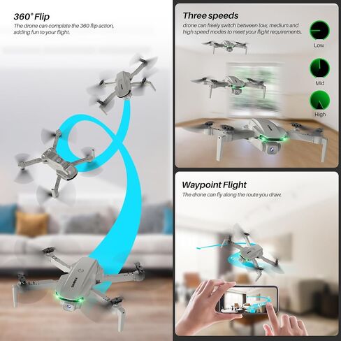 SIMREX Drone With Camera 1080P for Kids And Adults, RC Quadcopter with Altitude Hold, Mini Drone With One Key Start, Waypoint Fly, Headless Mode, 3D Flip, 3 Speeds, Remote Control Drone for Beginners in Saudi Arabia