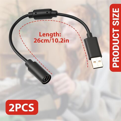 2 Pack USB Breakaway Cable for Logitech G920 G923 G27 G29 for Xbox 360 Controllers Guitar Hero for Rocksmith Real Tone Cable Adapter Driving Force Thrustmaster Ferrari 458 Spider Racing Wheel Cord in Saudi Arabia