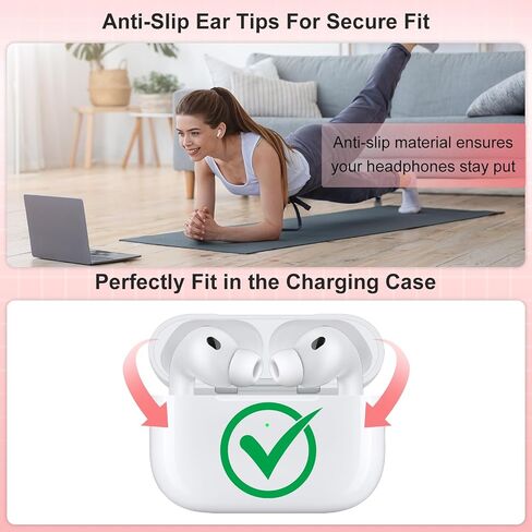 أطراف أذن بديلة متوافقة مع AirPods Pro 3 (5 أزواج، XXS/XS/S/M/L) in Kuwait