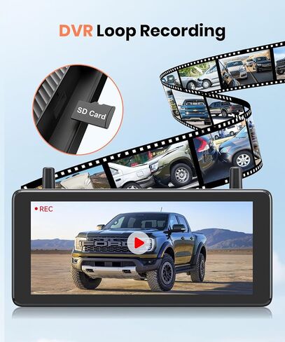 AUTO-VOX 7.2" Solar Wireless Backup Camera with Suction Cup Mount: HD 1080P DVR Reverse Camera, Adjustable Windshield Mount, IP69K Waterproof for Car, Van, SUV, Truck, Trailer, RV in Saudi Arabia