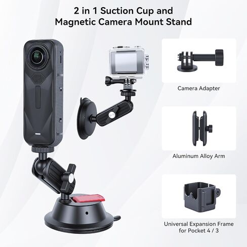 UTEBIT 2 in 1 Suction Cup and Magnetic Camera Mount Stand for Insta360 X5 in Saudi Arabia