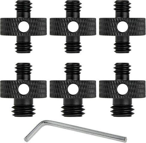 Camera Mount Screw 1/4" Male to 1/4" Male & 1/4" to 3/8" Tripod Screw Adapter with Hole 7 Pcs Set for Camera Tripod Mount Light Stand DSLR Equipped with Hex-L Key (Black) in Saudi Arabia