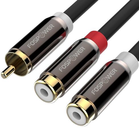 FosPower 1 RCA Male to 2 RCA Female Y-Adapter Splitter Audio Cable (8 Inch) in Saudi Arabia
