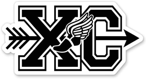 Cross Country XC Sticker - Winged Shoe Vinyl Decal - 3 in in Saudi Arabia
