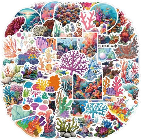 120 Pcs Beach Stickers for Water Bottles Sea Stickers Waterproof Vinyl Decals DIY Decorative Ocean Marine Life Decals for Laptop Travel Luggage Car Bike Bicycle Helmet (Beach-120) in Saudi Arabia