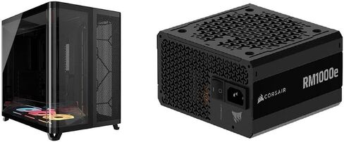 Corsair Case Power Supply Combo - AIR 5400 LX-R RGB iCUE Link Triple Chamber Mid-Tower Computer Case Bundle with RMe Series RM1000e 1000 W ATX 3.1 Compatible Cybenetics Gold Full Modular Power Supply in Saudi Arabia